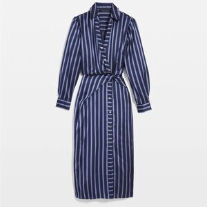 WHBM $135 Satin Striped Wrap Dress